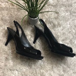 Nine West Patent leather black  peep toe heels